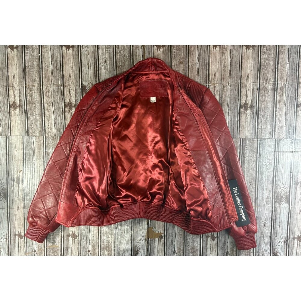 The Leather Company Leather Quilted Jacket Size L color Red NWT vintage Y2K - Picture 6 of 9